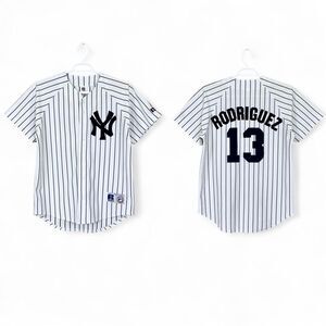 Vintage Russell Athletic New York Yankees Pinstripe Alex Rodriguez #13 Jersey M